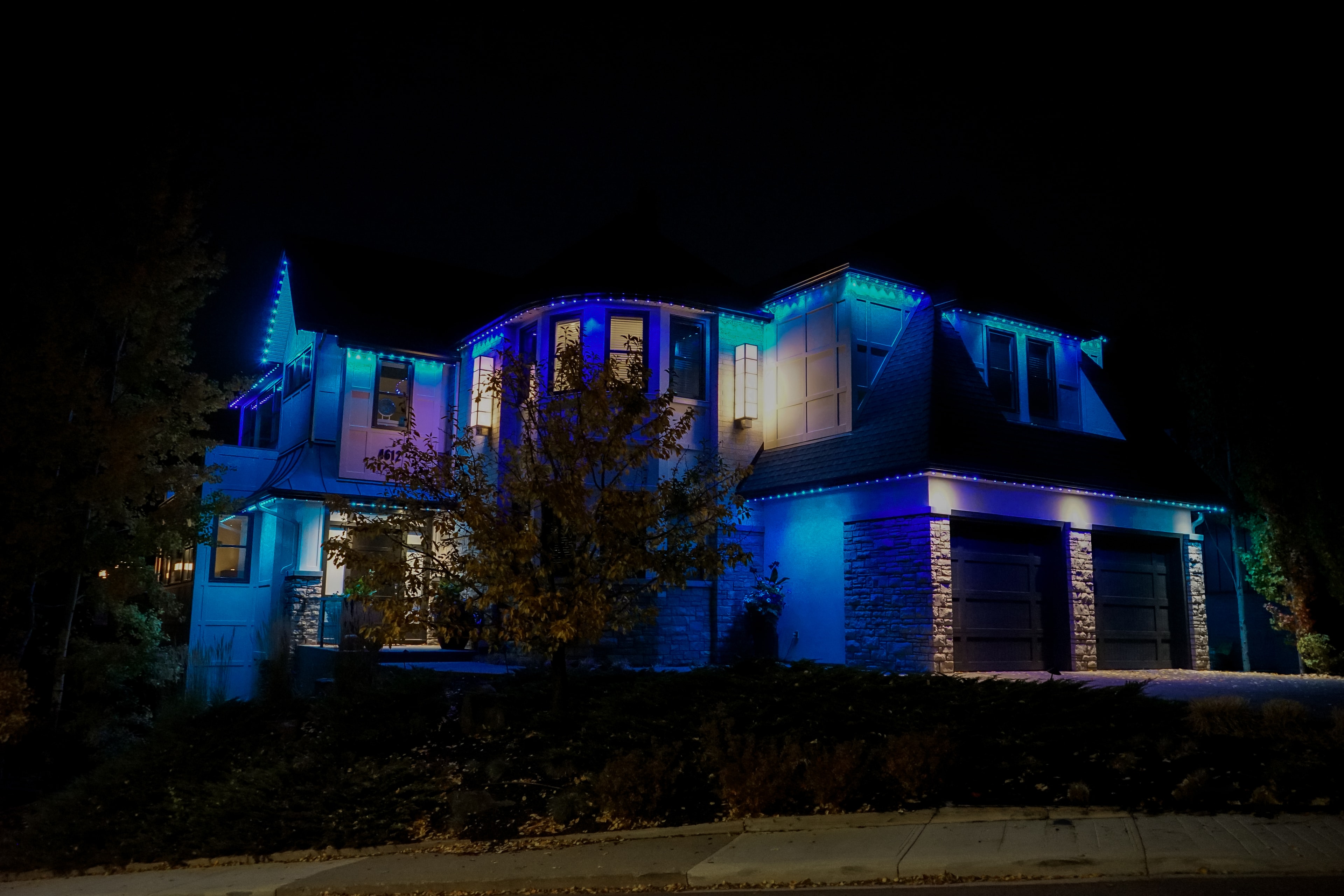 Multicolor Gemstone Lights on residential siding